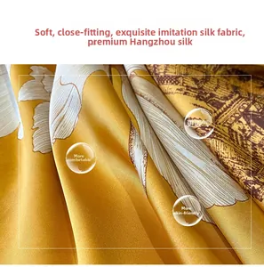 Detailed texture of lightweight silk scarf featuring yellow lily floral prints and patterns
