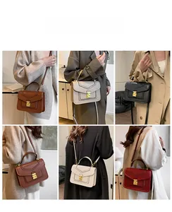 Detailed grid showing six stylish faux leather crossbody bags in various classic colors