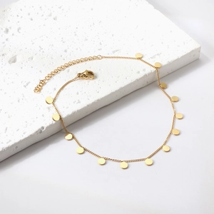 Bracelet De Cheville Minimaliste En Acier Inoxydable Avec Pendentifs Disques Ronds Plaqué Or 18K Bijoux D'Été Pour Femmes