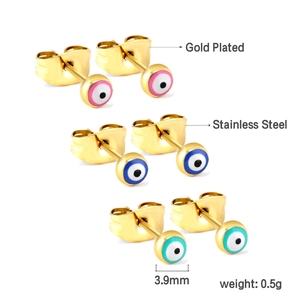 Trois paires de boucles d'oreilles œil maléfique en acier inoxydable plaqué or