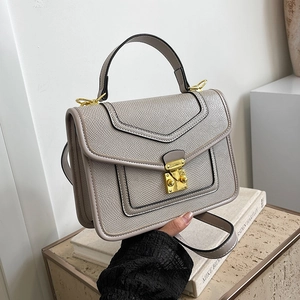 Women Crossbody Bag Small Square Handbag Fashion PU Leather With Gold Metal Lock Versatile Daily Shoulder Bag