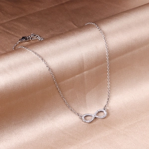 Infinity Pendant Necklace Stainless Steel Rhinestone Pavé Elegant Fashion Jewelry Gift For Women Minimalist Design