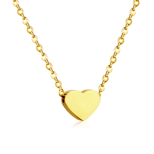 Polished 18K gold plated stainless steel heart pendant necklace with delicate chain