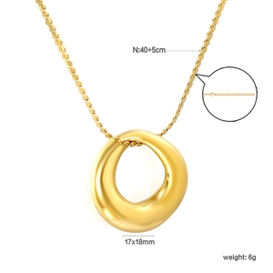 18K gold plated necklace with irregular hollow oval pendant and size detail info