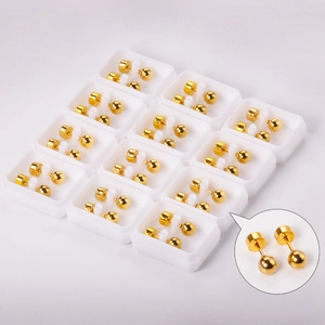 316L Stainless Steel Round Ball Stud Earrings High Polish Minimalist Simple Jewelry For Women Anti Allergic Gold Steel