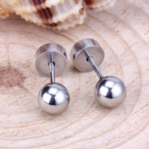 Classic minimalist stainless steel ball stud earrings with mirror polished finish
