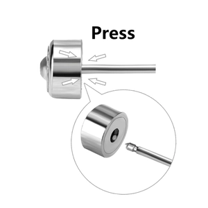 Detail view of the stainless steel stud earring with a secure press locking mechanism