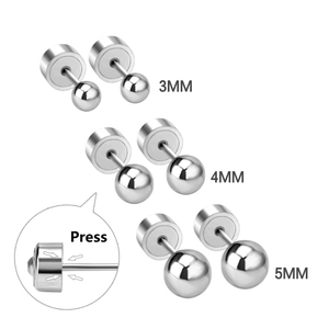 Detailed view of 3-5mm stainless steel ball studs with press-fit design for easy wearing