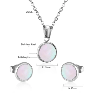 Parure bijoux minimaliste en acier inoxydable avec collier et boucles d'oreilles