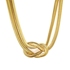 Collier à maille serpent épaisse plaqué or 18K en acier inoxydable avec détail de nœud