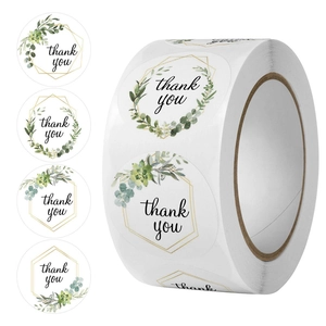 Thank You Stickers Round Adhesive Labels For Wedding Birthday Party Gift Business Packaging Botanical Floral Design