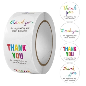 Thank You Stickers Roll Self Adhesive Round Small Business Packaging Gift Seal Label DIY Scrapbooking Decor Colorful