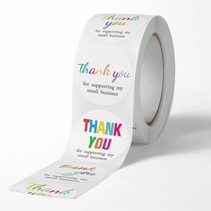 Colorful Thank You stickers for small business packaging and gift box sealing