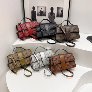 Classic woven rectangle handbag collection in six colors with gold metal hardware