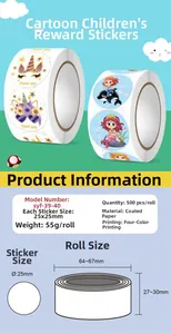 Detail of 500pcs roll cartoon unicorn and mermaid thank you reward stickers for kids