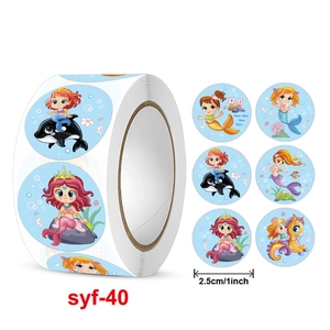 Cartoon mermaid and sea animal thank you stickers roll for stationery gift decoration