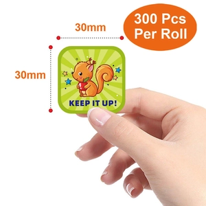 300 pieces of cartoon squirrel reward stickers for kids, 30mm round motivation labels