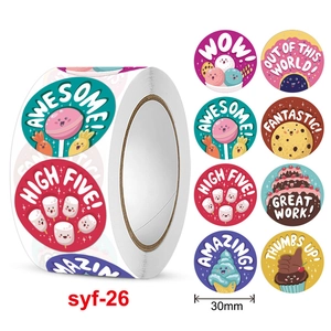 Simpatici adesivi premio animali per bambini, etichette a rullo rotonde da 30mm per scuola