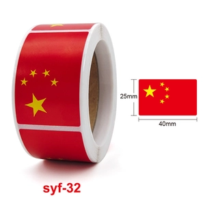 Rouleau autocollants drapeau chinois 25x40mm pour vêtements et événements scolaires
