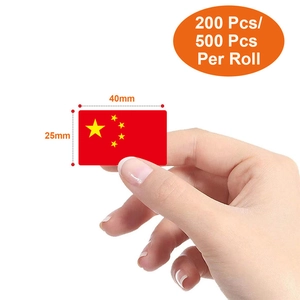 Rouleau autocollants drapeau chinois pour déco vêtements enfants 40x25mm 500pcs