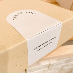 50pcs white rectangle Thank You stickers for gift box sealing on kraft paper box