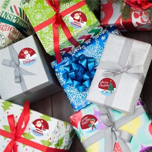 500 Christmas round stickers with Santa and snowman patterns for gift packaging and sealing
