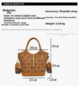 Tableau des tailles détaillé pour sac à main vintage en similicuir avec dimensions précises