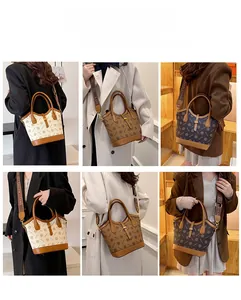 Détails de sacs vintage avec larges bandoulières en beige, marron et nuances de café