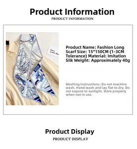 Détail de foulard en soie motif nautique 15x150cm sur chemise avec fiche technique