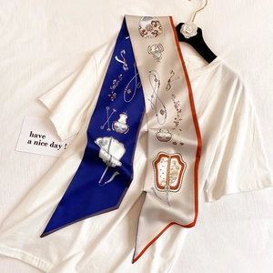 Fashionable floral silk scarf with traditional Chinese patterns and bicolor contrast design