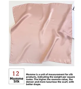 Detail view of 12 momme pure silk square scarf showing luxurious smooth satin texture