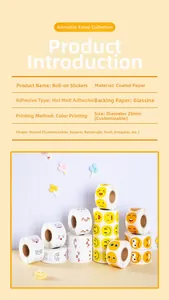Detail of 25mm waterproof smiley face reward stickers roll for kids and decorations