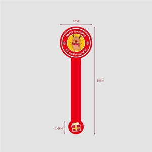 Detailed view of red Christmas cartoon reindeer stickers with 10cm x 3cm dimensions
