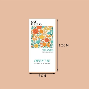 Detail of 12x6cm rectangular floral thank you stickers for bakery and gift box sealing