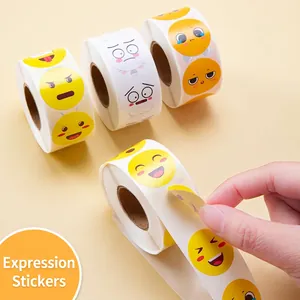 Waterproof smile emoji reward stickers roll for kids decorative scrapbooking labels