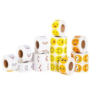 Waterproof colorful emoji smiley face reward stickers for kids craft and school decoration