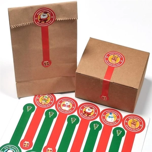 Christmas cartoon long sealing stickers on paper bags and gift boxes for baking decor