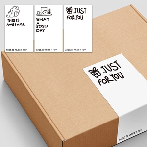 Minimalist White Rectangular Sealing Stickers Hand Drawn Cartoon Cat Bear Gift Box Pattern Packaging Labels For Gift Wrapping