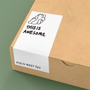 Minimalist kraft paper gift box with cute cartoon seal stickers and English greetings
