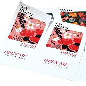 50-pack floral Thank You cards for business packaging featuring Say Hello and Open Me Up text