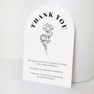 Arched Thank You Cards Floral Minimalist Coated Paper Small Business Packaging Inserts Gift Greeting Note Cards