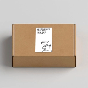Set di 50 adesivi bianchi minimalisti su scatola con saluto Hello e messaggio speciale