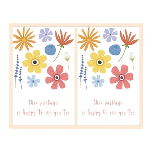 Floral thank you stickers set with 'this package is happy to see you too' text design