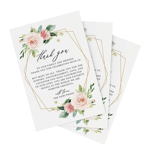 Coated Paper Wedding Thank You Cards Advice And Wishes Floral Elegant Table Decor For Party Event