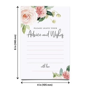Wedding advice and wishes cards with floral patterns, 10x15cm decorative table cards