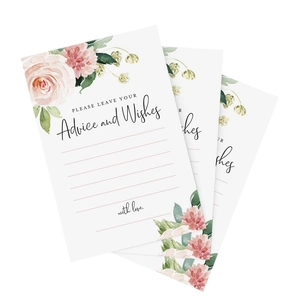 Carte de conseils de mariage florale à l'aquarelle sur papier cartonné blanc
