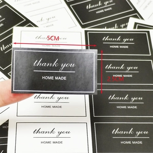 Black and white rectangular Thank You and Home Made stickers for gift box sealing 5x2.5cm