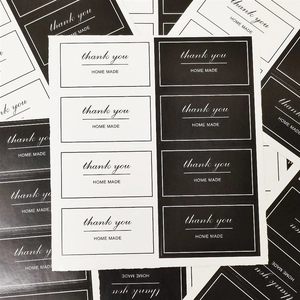 Rectangular black and white Thank You Homemade adhesive stickers for gift box packaging