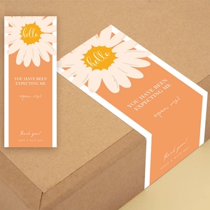 Orange Daisy Rectangular Packaging Seal Stickers For Gift Boxes Shipping Labels Adhesive Decorative Floral Mailing Supplies