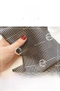 Detailed view of striped skinny scarf with premium breathable and skin-friendly fabric